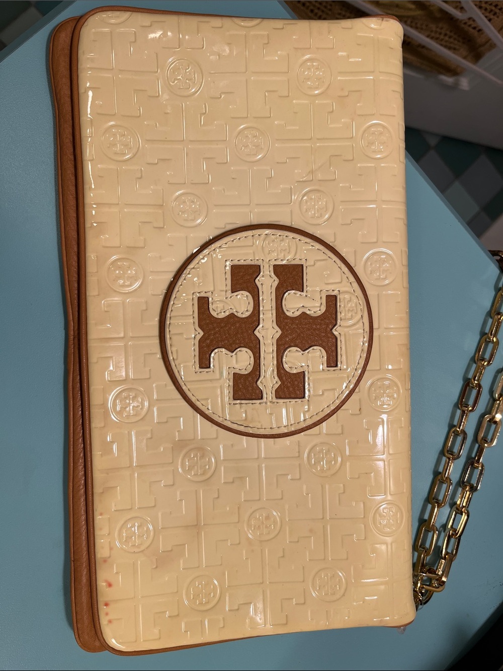 Tory Burch Reva Gold chain strap Leather bag